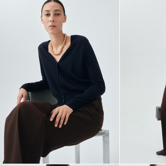 Mango Sweaters - New with tags MANGO Navy Cardigan MERINO WOOL- XS